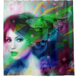 Abstraktes Portrait einer wunderschönen Frau Duschvorhang