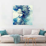 abstraktes Portrait Leinwanddruck<br><div class="desc">ein Aquarellbild einer Frau im abstrakten Stil</div>