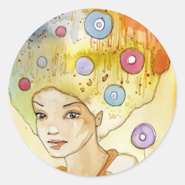 Abstraktes Portrait Runder Aufkleber (Vorderseite)