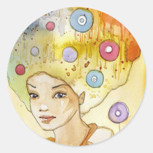 Abstraktes Portrait Runder Aufkleber