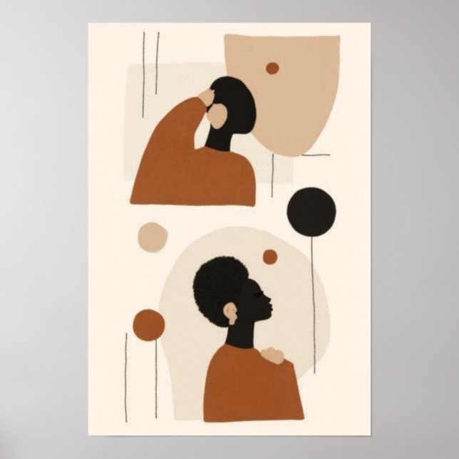 Abstraktes Portrait-Wandkunst-Set | Minimalistisch Poster (Vorne)