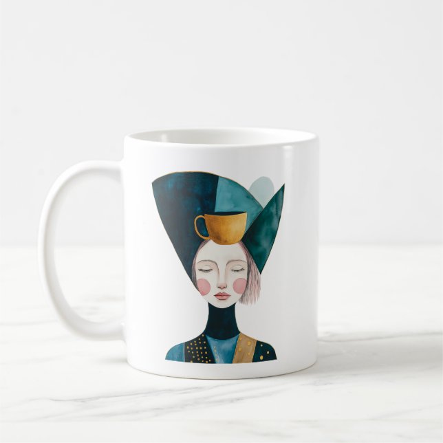 Abstraktes Portraitdesign Kaffeetasse (Links)