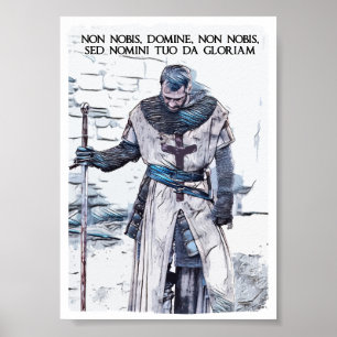 Abstraktes Porträt des Templar Ritter-Mottos Poster