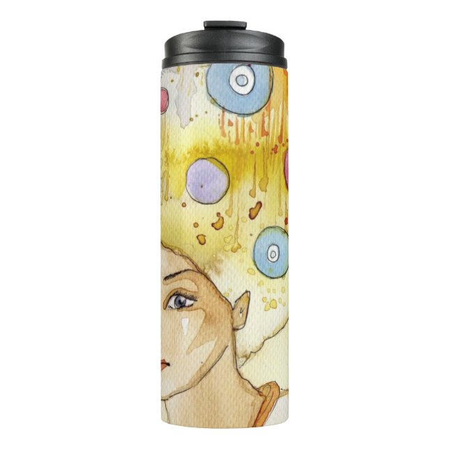 Abstraktes Porträt Thermosbecher (Vorderseite)