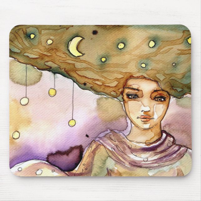 Abstraktes Porträt und hübsche Frau Mousepad (Vorne)