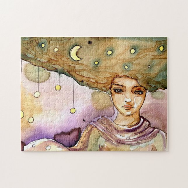 Abstraktes Porträt und hübsche Frau Puzzle (Horizontal)