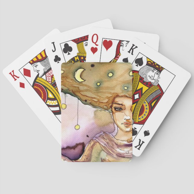 Abstraktes Porträt und hübsche Frau Spielkarten (Rückseite)