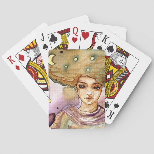 Abstraktes Porträt und hübsche Frau Spielkarten (Rückseite)