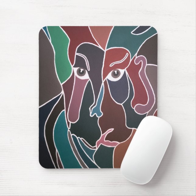 Abstraktes Porträtgemälde von Alfred Fox Mousepad (Mit Mouse)