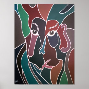 Abstraktes Porträtgemälde von Alfred Fox Poster
