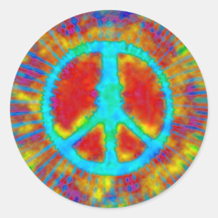 Abstraktes psychedelisches feines Tie-Dye-Friedens Runder Aufkleber