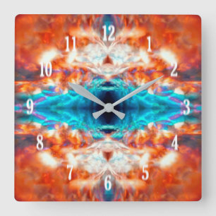 Abstraktes psychedelisches Muster Quadratische Wanduhr