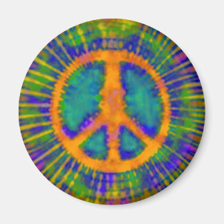 Abstraktes psychedelisches Tie-Dye-Friedenszeichen Magnet
