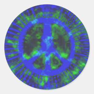 Abstraktes psychedelisches Tie-Dye-Friedenszeichen Runder Aufkleber