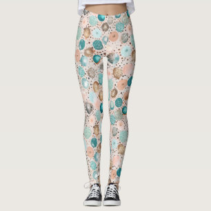 Abstraktes Punktmuster in Türkis, Rosa Leggings
