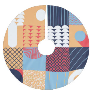 Abstraktes quadratisches Kunstwerk: geometrisches Polyester Weihnachtsbaumdecke