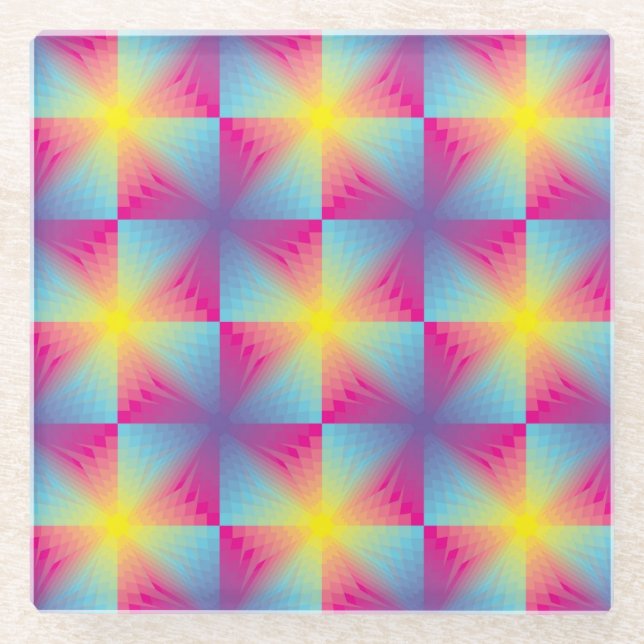 Abstraktes quadratisches vektormosaik glasuntersetzer (Vorderseite)