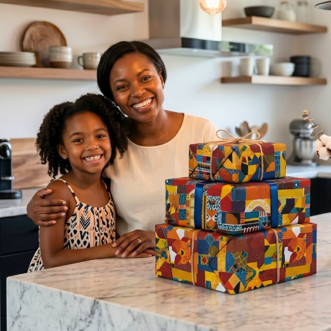 Abstraktes Quilt Patchwork-Geschenk für Afrikanisc Geschenkpapier (Abstract Quilt Patchwork Gift for African American Wrapping Paper)