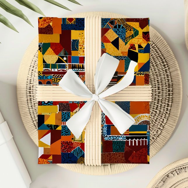 Abstraktes Quilt Patchwork-Geschenk für Afrikanisc Geschenkpapier (Abstract Quilt Patchwork Gift for African American Wrapping Paper)