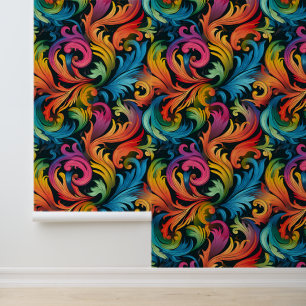 Abstraktes Rainbow Leaf Muster Tapete