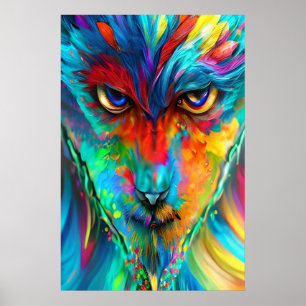 Abstraktes Rainbow Wolfman Portrait, Angesagt Psyc Poster