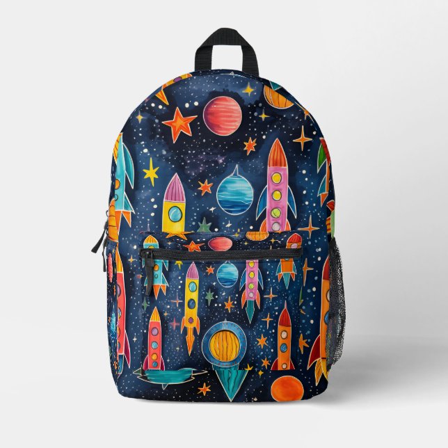 Abstraktes Raketenstück Bedruckter Rucksack (Vorderseite)