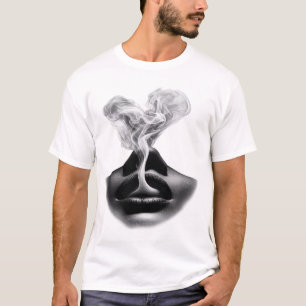 Abstraktes Rauch-Gesichts-Grafik Herren T-Shirt