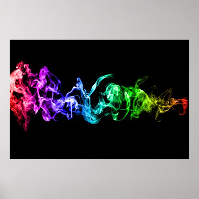 Abstraktes Rauchen - Ein Regenbogen im Dunkeln Poster (Vorne)