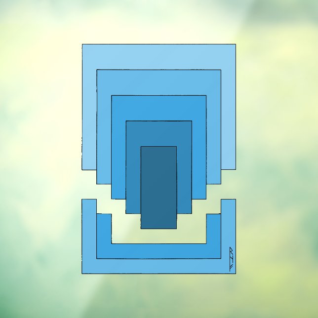 Abstraktes Rechteck in Blau Fensteraufkleber (Blatt 3)