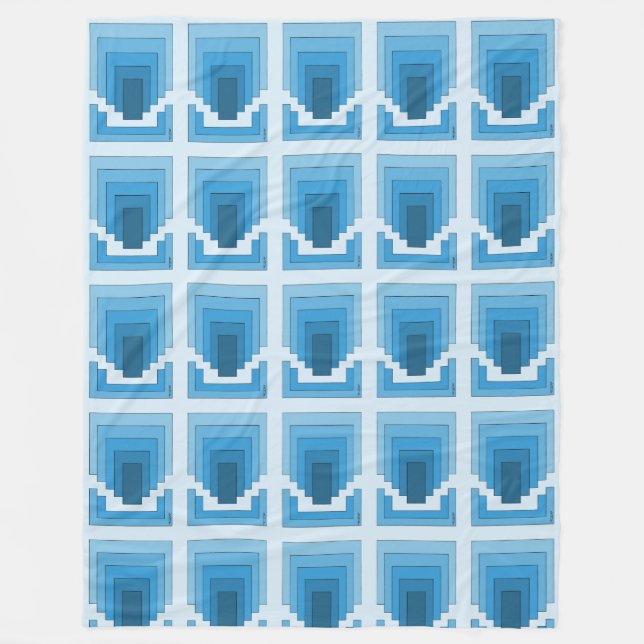 Abstraktes Rechteck in Blau Fleecedecke (Vorderseite)