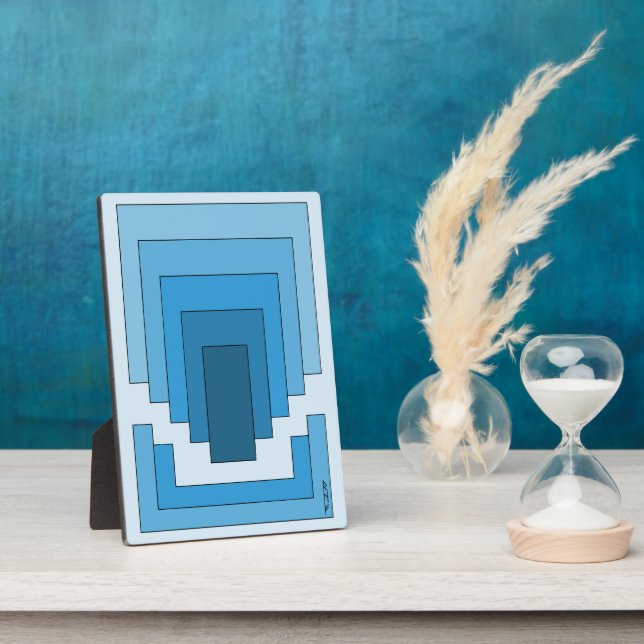 Abstraktes Rechteck in Blau Fotoplatte (Seite)