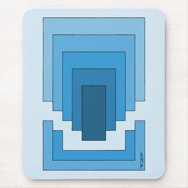 Abstraktes Rechteck in Blau Mousepad (Vorne)