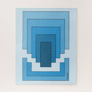 Abstraktes Rechteck in Blau Puzzle