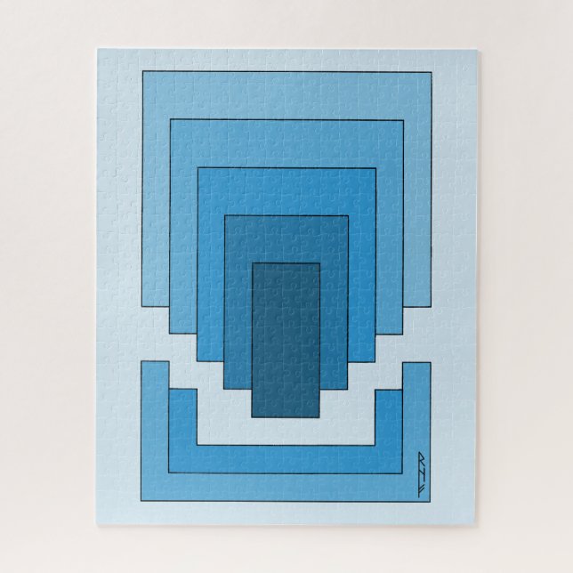 Abstraktes Rechteck in Blau Puzzle (Vertikal)