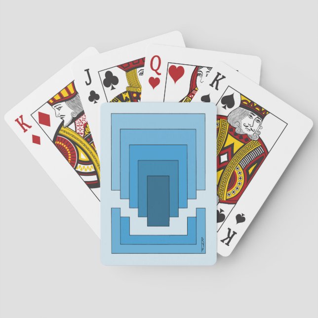 Abstraktes Rechteck in Blau Spielkarten (Rückseite)