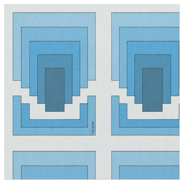 Abstraktes Rechteck in Blau Stoff (Nahaufnahme)