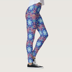 ABSTRAKTES RED PINK BLUE STARS Fraktal Geometrisch Leggings