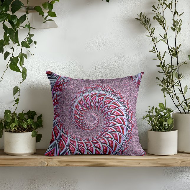Abstraktes Red Spiral Fraktal Kissen (Von Creator hochgeladen)