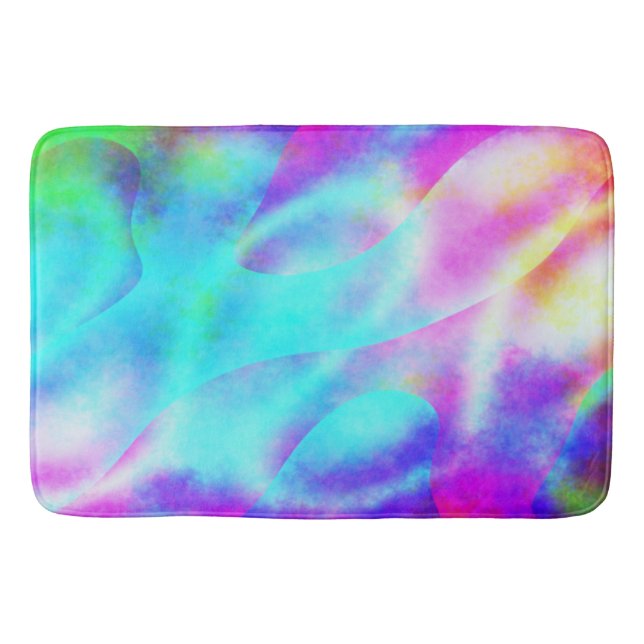 Abstraktes Regenbogen-Fließstreifendesign Badematte (Vorderseite)