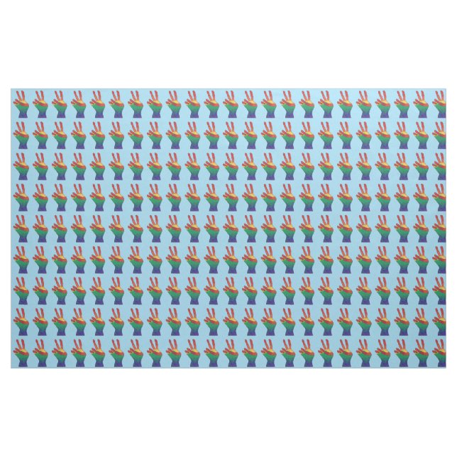 Abstraktes Regenbogen-Friedenshand-Zeichen auf maß Stoff (Yard (91,4 cm))