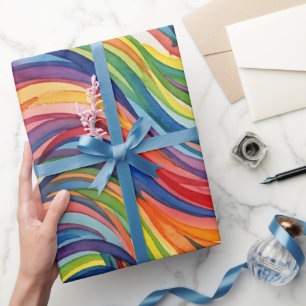 Abstraktes Regenbogen-Wasserfarben-Wirbel-Geschenk Geschenkpapier