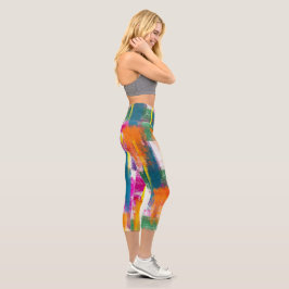 Abstraktes Regenbogenfarbmuster Capri Leggings