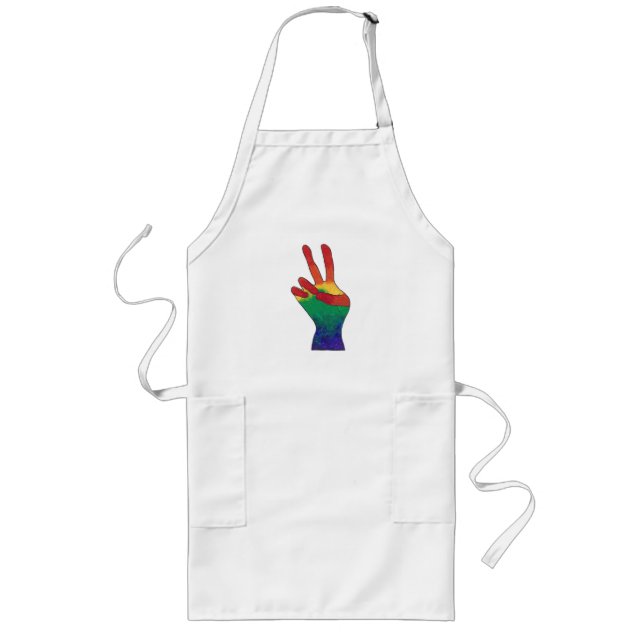 Abstraktes Regenbogenfriedenhandzeichen, benutzerd Lange Schürze (Vorne)