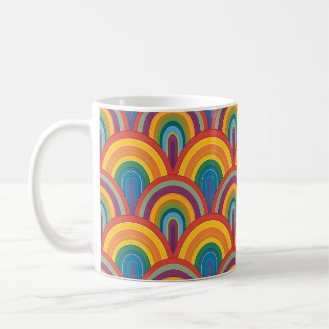 Abstraktes Regenbogenmuster Kaffeetasse (Links)
