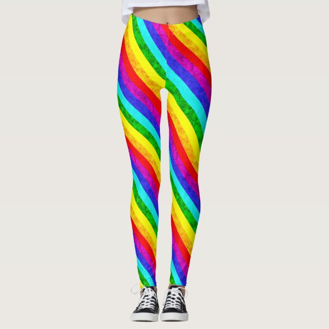 Abstraktes Regenbogenmuster Leggings (Vorderseite)