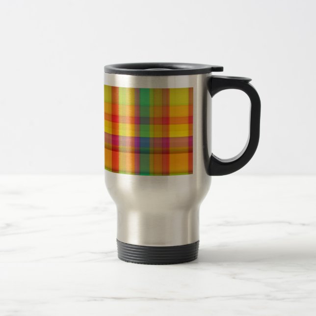 Abstraktes Regenbogenraster-Design Reisebecher (Rechts)
