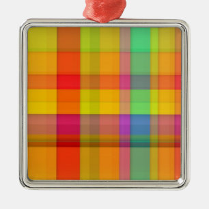 Abstraktes Regenbogenraster-Design Silbernes Ornament