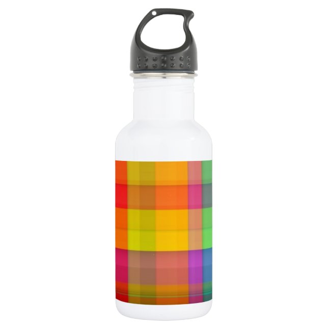 Abstraktes Regenbogenraster-Design Trinkflasche (Vorderseite)