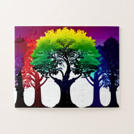 Abstraktes Regenbogenspektrum der Fall Trees Colla Puzzle