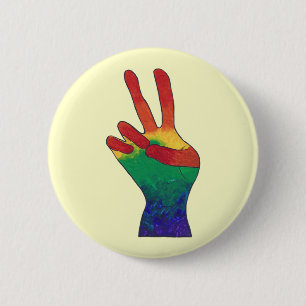 Abstraktes Regenbogenzeichen-Handzeichen Button